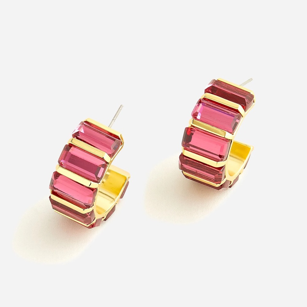 🌱 J. Crew Trapezoid stone hoop earrings